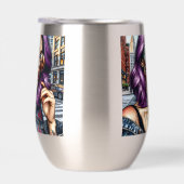 Farbige Abstrakte Hübsche Dame mit Lila Haar (Rechts)