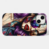 Farbige Abstrakte Hübsche Dame mit Lila Haar Case-Mate iPhone Hülle (Rückseite (Horizontal))