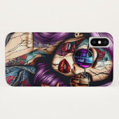 Farbige Abstrakte Hübsche Dame mit Lila Haar Case-Mate iPhone Hülle (Rückseite (Horizontal))