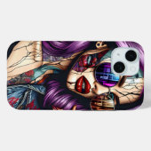 Farbige Abstrakte Hübsche Dame mit Lila Haar Case-Mate iPhone Hülle (Rückseite (Horizontal))