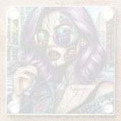 Farbige Abstrakte Hübsche Dame mit Lila Haar Glasuntersetzer (Rückseite)