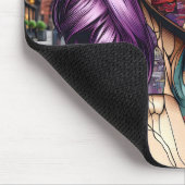 Farbige Abstrakte Hübsche Dame mit Lila Haar Mousepad (Ecke)