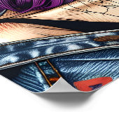 Farbige Abstrakte Hübsche Dame mit Lila Haar Poster (Ecke)