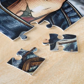 Farbige Abstrakte Hübsche Dame mit Lila Haar Puzzle (Seite)