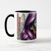 Farbige Abstrakte Hübsche Dame mit Lila Haar Tasse (Links)