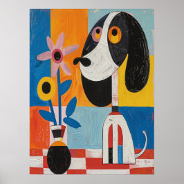 Farbige Abstrakte Hunde Blume Kinderzimmer Malerei Poster