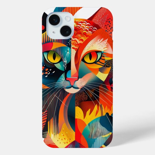 Farbige abstrakte Katze - geometrisches 🎨 🐱 Case-Mate iPhone Hülle (Rückseite)