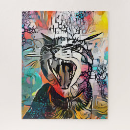Farbige Abstrakte Katze | Herausforderung hart Puzzle