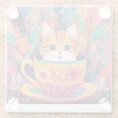 Farbige Abstrakte Katze in Cup-Maus-Pad Glasuntersetzer (Rückseite)