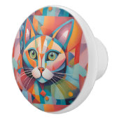 Farbige Abstrakte Katze Keramikknauf (Rechts)