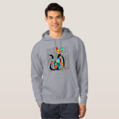 Farbige Abstrakte Katze Kunst Kubist Kubismus Hoodie (Vorne ganz)