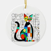 Farbige Abstrakte Katze Kunst Kubist Kubismus Keramik Ornament (Vorne)