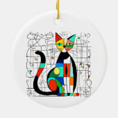 Farbige Abstrakte Katze Kunst Kubist Kubismus Keramik Ornament (Hinten)