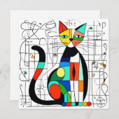 Farbige Abstrakte Katze Kunst Kubist Kubismus Save The Date (Vorne/Hinten)