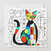 Farbige Abstrakte Katze Kunst Kubist Kubismus Save The Date (Vorderseite)