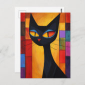 Farbige Abstrakte Katze Postkarte (Vorne/Hinten)