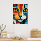 Farbige abstrakte Katzengesicht-Geometrieposter Poster (Küche)