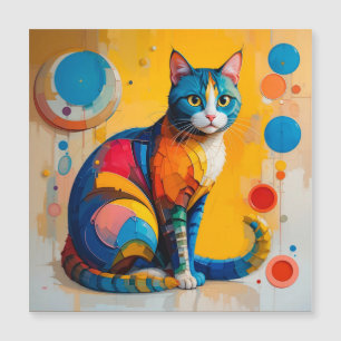 Farbige abstrakte Katzenkunst Magnetkarte