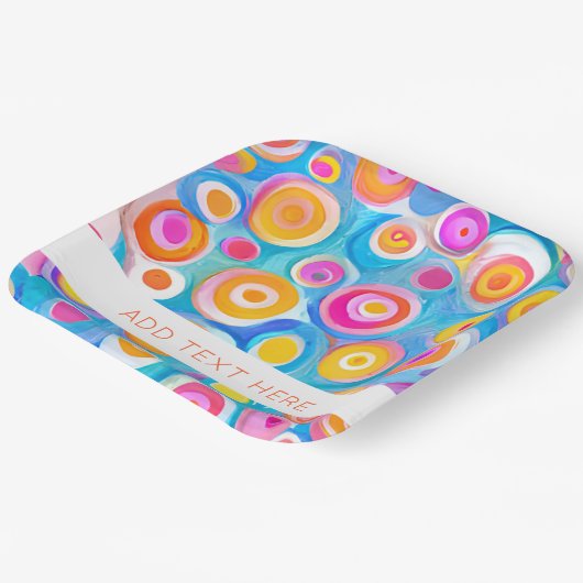 Farbige Abstrakte Kreise Art Artist HINZUFÜGEN EIG Pappteller (Gewinkelt)