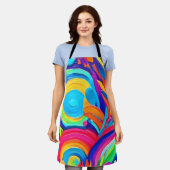 Farbige Abstrakte Kreise Malerei Schürze (Getragen)