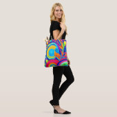 Farbige Abstrakte Kreise Malerei Tasche (Am Model)