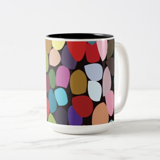 Farbige Abstrakte Kreise Zweifarbige Tasse (VorderseiteRechts)