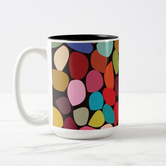 Farbige Abstrakte Kreise Zweifarbige Tasse (Links)