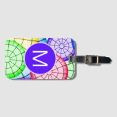 Farbige abstrakte Kreismuster-Monogramm Gepäckanhänger (Vorderseite (Horizontal))
