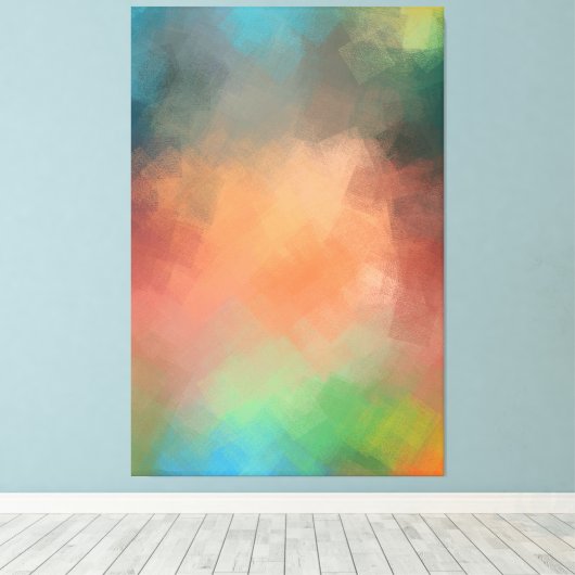 Farbige Abstrakte Kunst Gelb Blau Grün Moderne Leinwanddruck (Insitu (Holzboden))