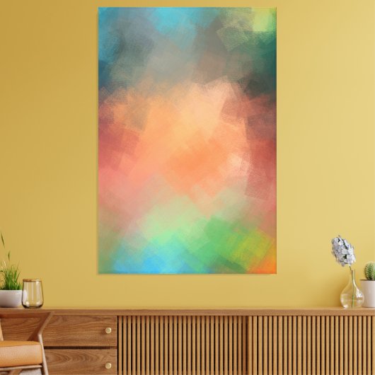 Farbige Abstrakte Kunst Gelb Blau Grün Moderne Leinwanddruck (Insitu (Wohnzimmer))