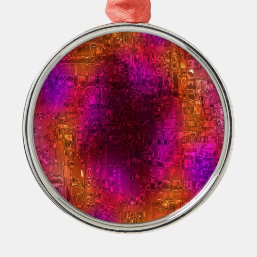 Farbige Abstrakte Kunst, Lila orange rosa Silbernes Ornament (Vorne)