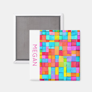 Farbige Abstrakte Kunstform Name Pink Moderne Magnet