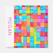 Farbige Abstrakte Kunstform Name Pink Moderne Magnet (Vorne)