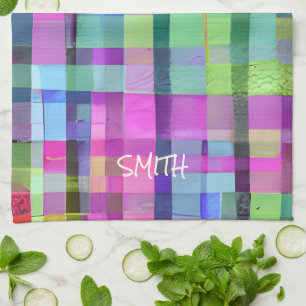 Farbige Abstrakte Kunstform Pink Green Blue Modern Geschirrtuch