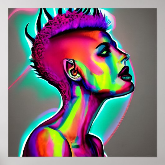 Farbige Abstrakte künstliche Intelligenz | Frau mi Poster (Vorne)