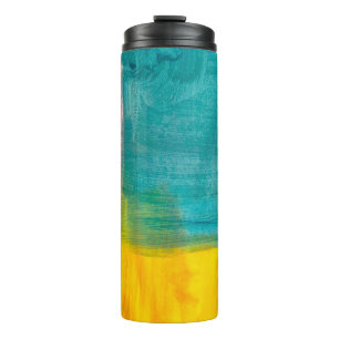 Farbige abstrakte Kunstmalerei Hintergrund. Modern Thermosbecher