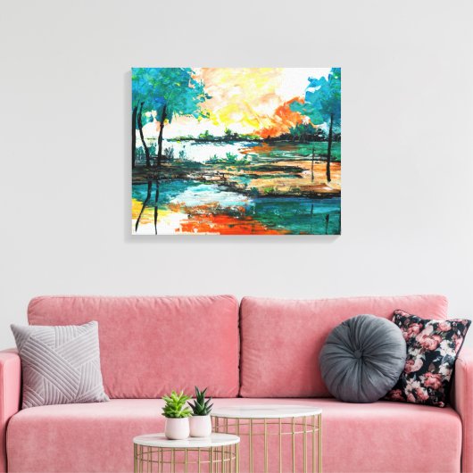 Farbige Abstrakte Landschaft gesteppte Canvas Prin Leinwanddruck (Insitu (Wohnzimmer))