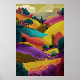 Farbige abstrakte Landschaftskunst Druck moderne H Poster