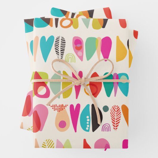 Farbige Abstrakte Liebe Formen Geschenkpapier Set (Beispiel)
