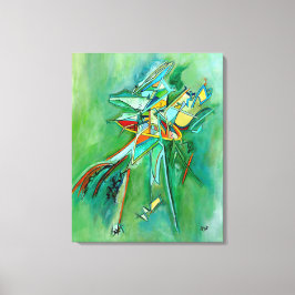 Farbige Abstrakte Linie Frische Art Grün Gelb Leinwanddruck