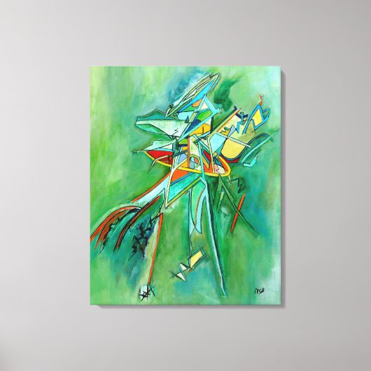 Farbige Abstrakte Linie Frische Art Grün Gelb Leinwanddruck (Vorderseite)