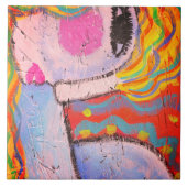 Farbige Abstrakte Malerei einer Frau auf OSB-Plati Fliese (Vorderseite)