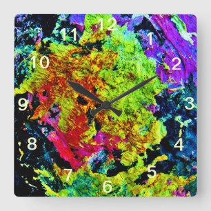 Farbige abstrakte Malerei im Chic-Stil quadratisch Quadratische Wanduhr