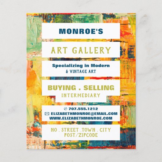 Farbige Abstrakte Malerei, Kunsthändler, Galerie Flyer (Vorne)