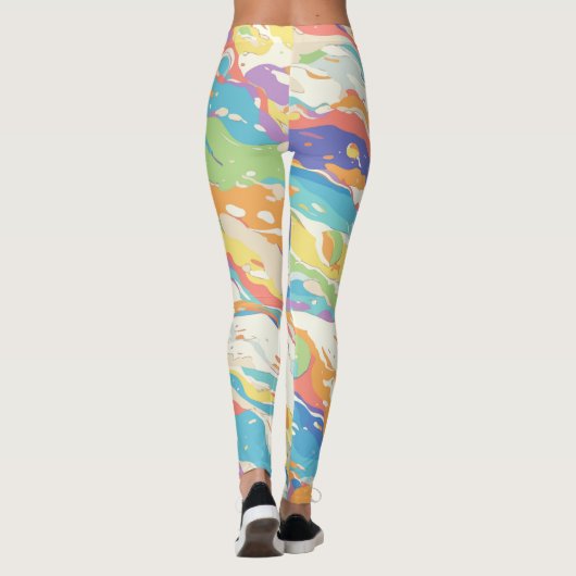 Farbige Abstrakte Marmordrucke Leggings (Rückseite)