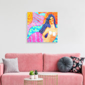 Farbige Abstrakte Mermaid gesteppte Canvas Print Leinwanddruck (Insitu (Wohnzimmer))