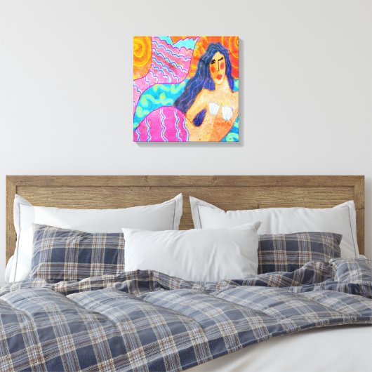 Farbige Abstrakte Mermaid gesteppte Canvas Print Leinwanddruck (Insitu (Schlafzimmer))