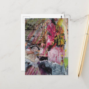 Farbige abstrakte Mixed-Media-Collage Postkarte