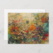 Farbige Abstrakte Mixed Media Floral Collage Postkarte (Vorne/Hinten)