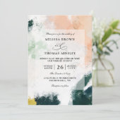 Farbige abstrakte moderne Budget-QR-Code-Hochzeit Einladung (Stehend Vorderseite)